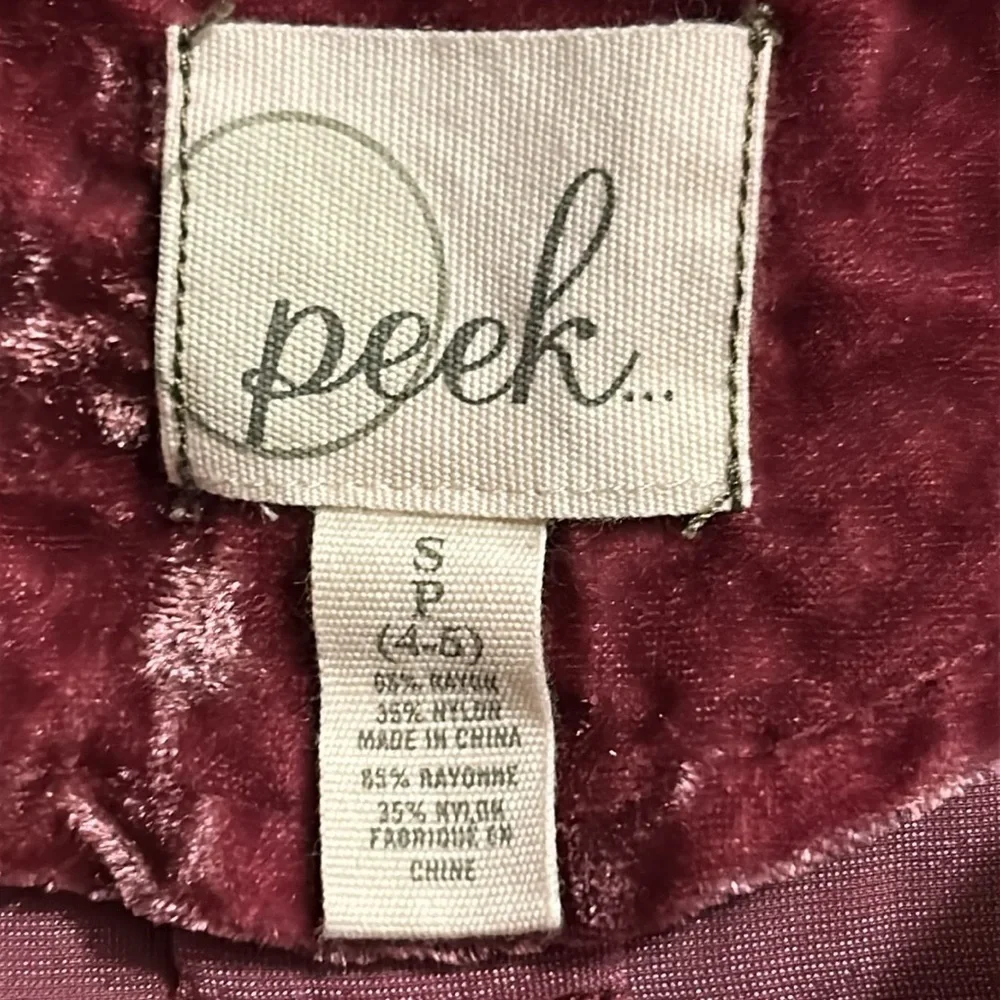 Peek Kids Burgundy Velvet Dress S 4-5